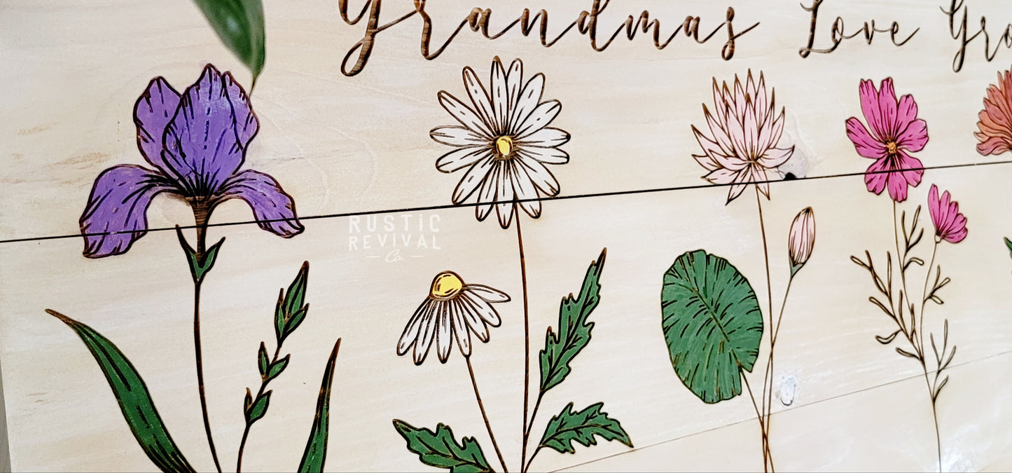 Birth Flower Signs - Custom, Engraved & Hand Painted Wood Art
