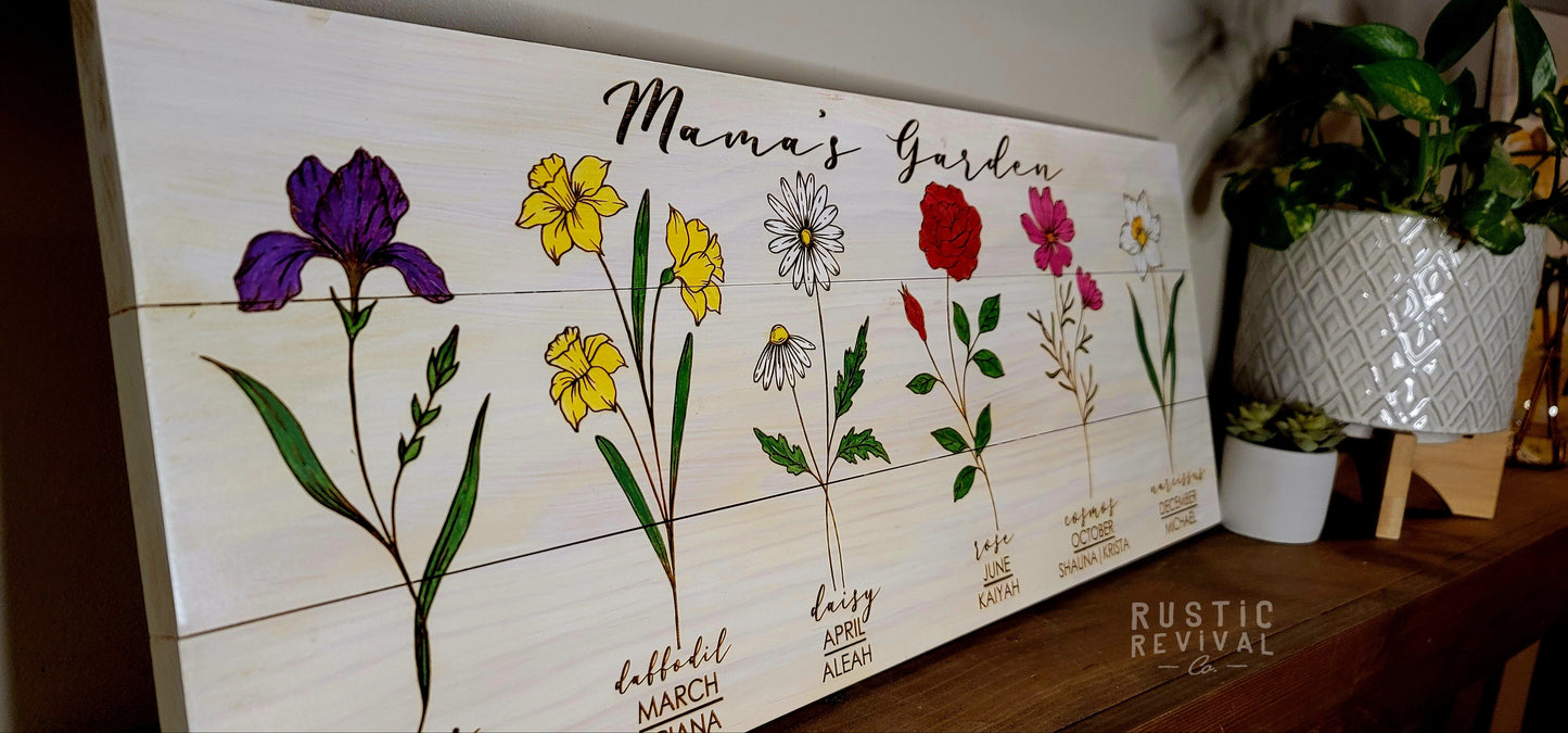Birth Flower Signs - Custom, Engraved & Hand Painted Wood Art