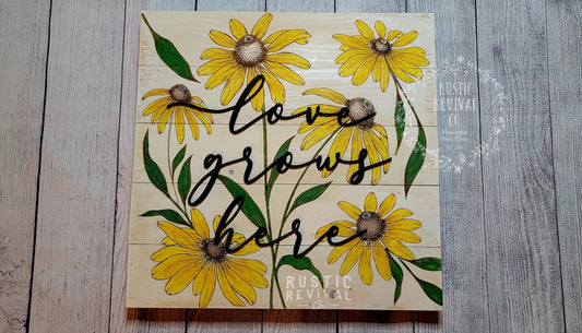 Floral Wood Art - YOU CHOOSE FLOWERS AND WORDING
